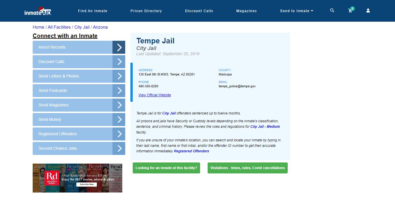 Tempe Jail | Inmate Locator